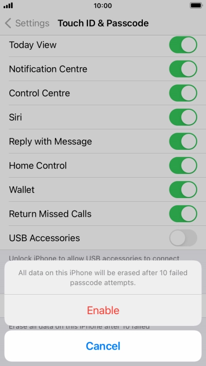 If you turn on the function, press Enable.
