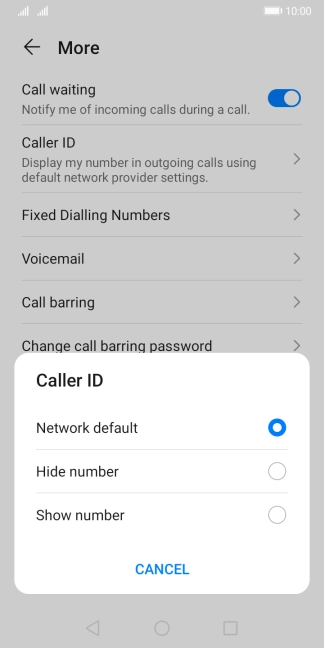 Press Show number to turn on caller identification.