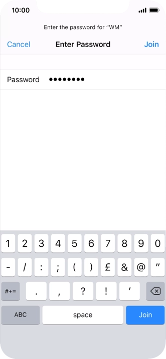 Key in the password for the Wi-Fi network and press Join.