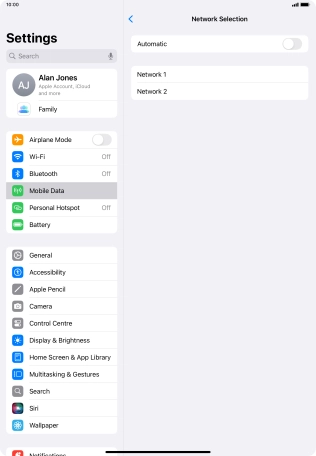 If you turn off the function, press the required network.