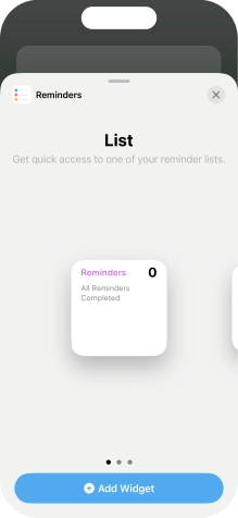 Slide your finger right or left on the screen to select the required widget size.