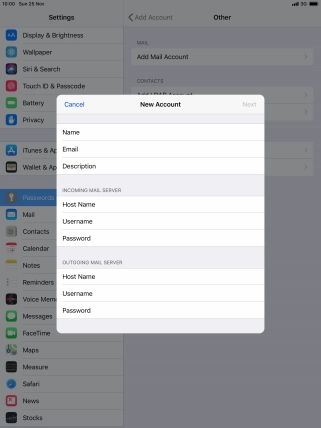 Press Host Name and key in the name or IP address of your email provider's outgoing server. Please note that if you can't send email messages when using your email provider's outgoing server, key in smtp.vodafone.net.au (Vodafone's outgoing server).
