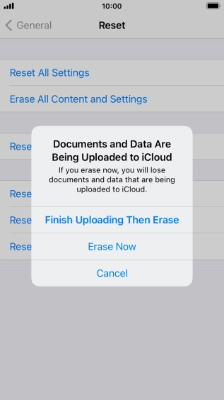 Press the required setting.
