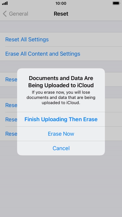 Press the required setting.
