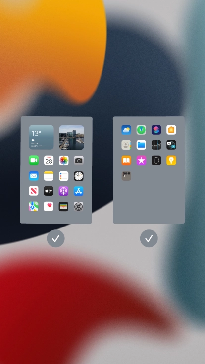 Press the fields below the required home screens to select or deselect them.
