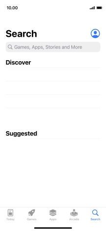 Press the search field and key in the name or subject of the required app.