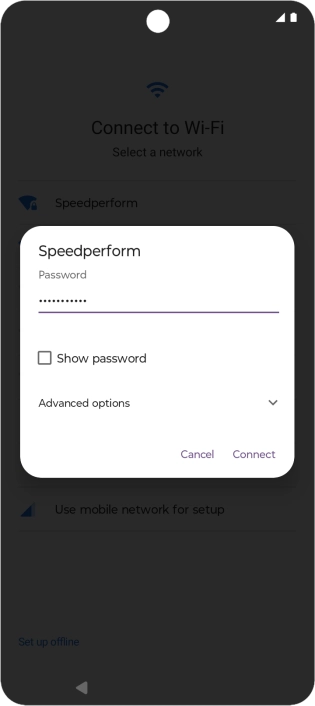 Key in the password for the Wi-Fi network and press Connect.