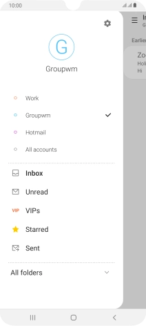Press the required email account.