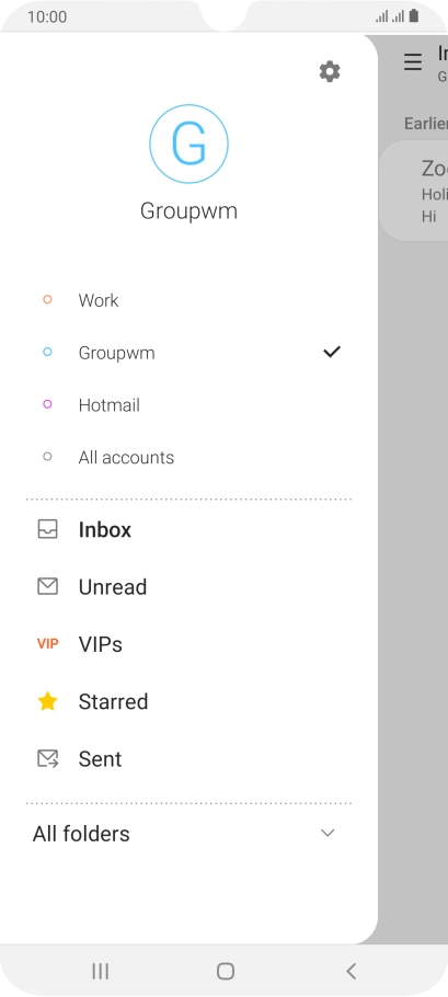 Press the required email account.