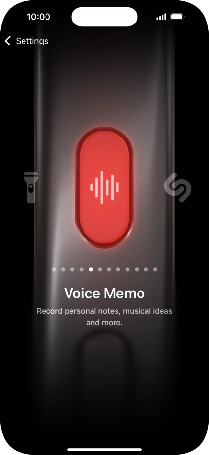Slide your finger right or left on the screen to select the required function.
