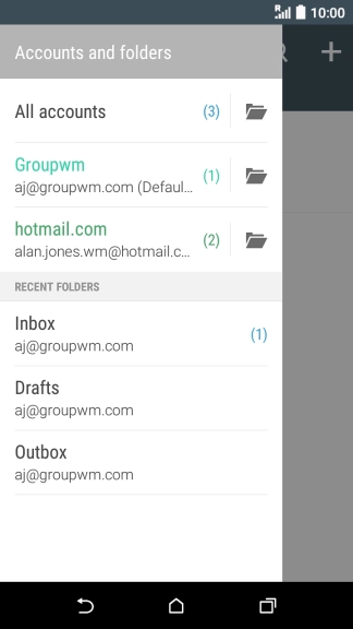 Press the required email account.