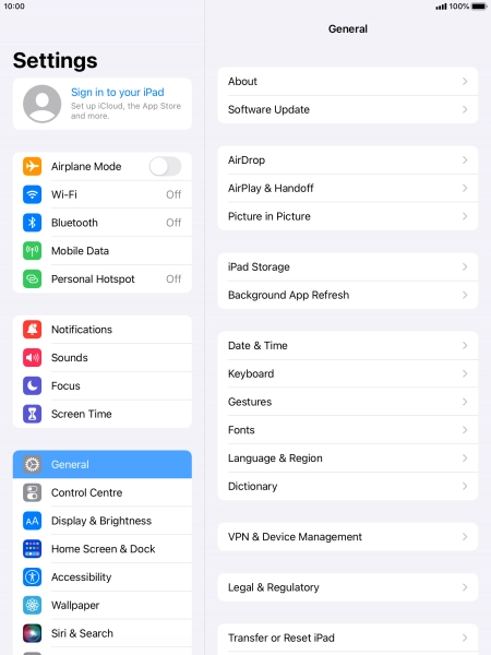 Press Sign in to your iPad.
