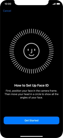Press Get Started and follow the instructions on the screen to set up Face ID.