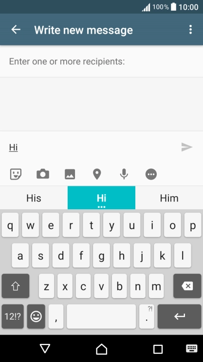 Press the required word to insert it.