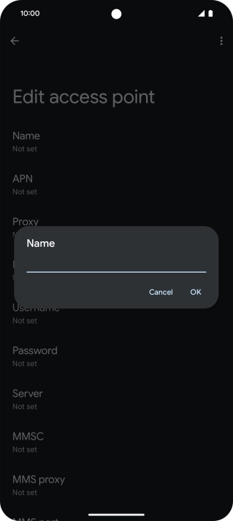 Key in Vodafone Internet and press OK.