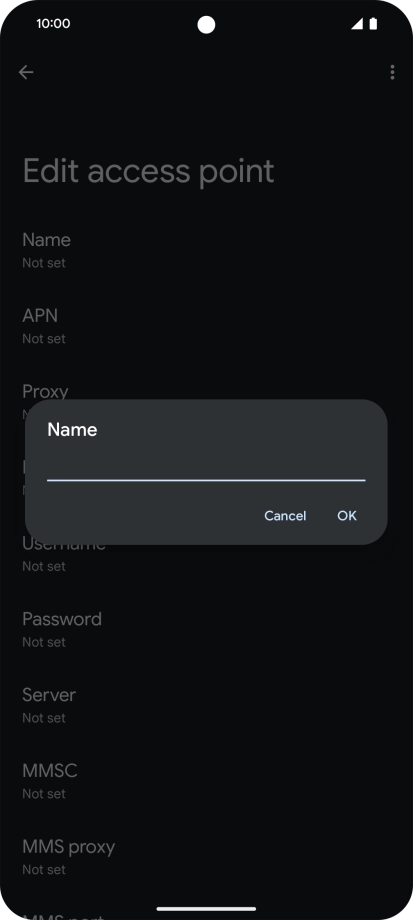 Key in Vodafone Internet and press OK.