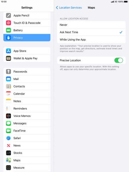 Press the required setting to turn the function on or off.