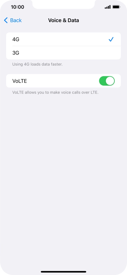 Press the required network mode.