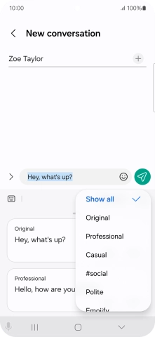 Press the required style of writing.