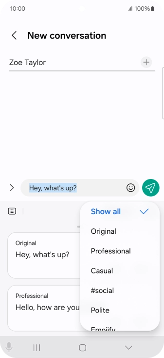 Press the required style of writing.
