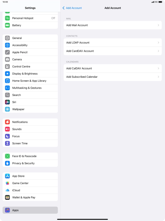 Press Add Mail Account. Press Add Mail Account.