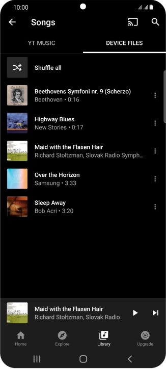 Press the required audio file.