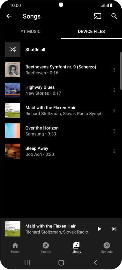 Press the required audio file.