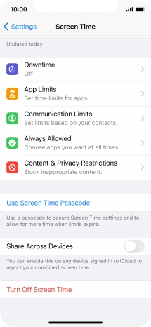 Press Use Screen Time Passcode and follow the instructions on the screen to select a Screen Time password.