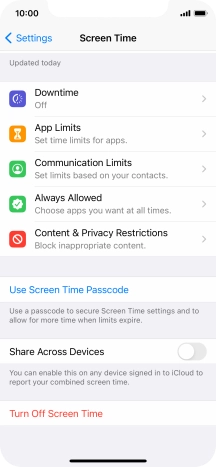 Press Use Screen Time Passcode and follow the instructions on the screen to select a Screen Time password.