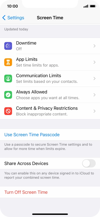 Press Use Screen Time Passcode and follow the instructions on the screen to select a Screen Time password.