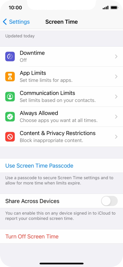 Press Use Screen Time Passcode and follow the instructions on the screen to select a Screen Time password.