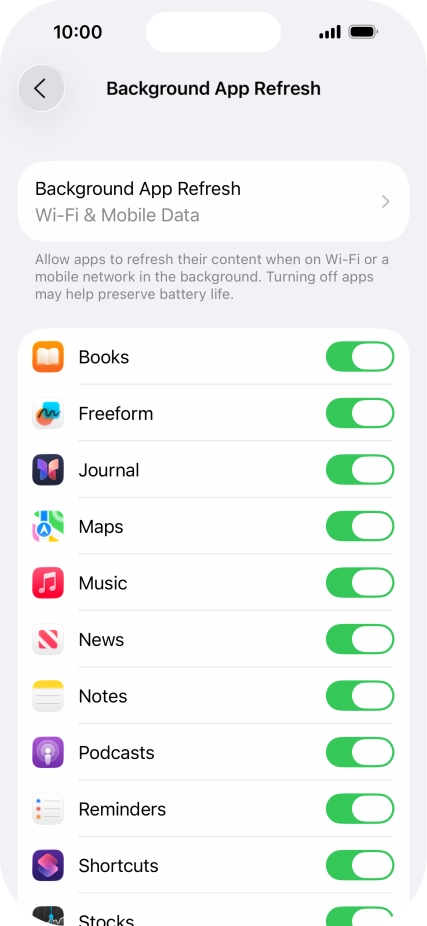 Press Background App Refresh. Press Background App Refresh.