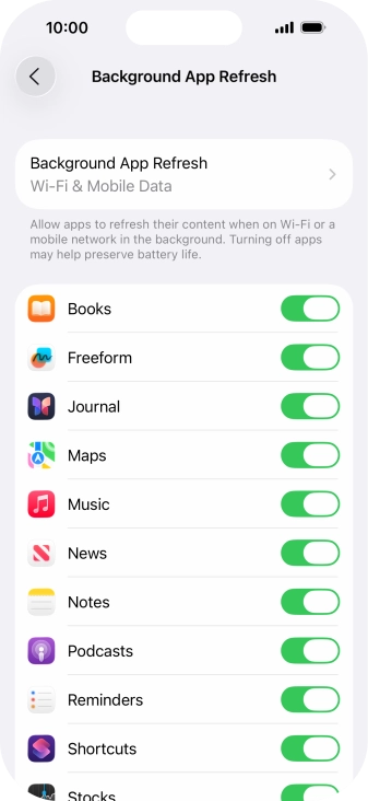 Press Background App Refresh. Press Background App Refresh.