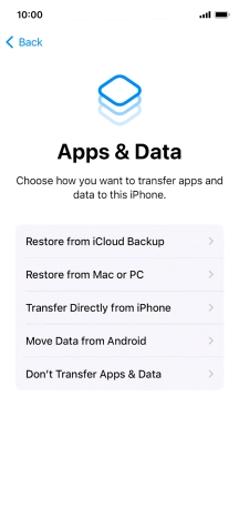 Press Don't Transfer Apps & Data and follow the instructions on the screen to finish the activation.