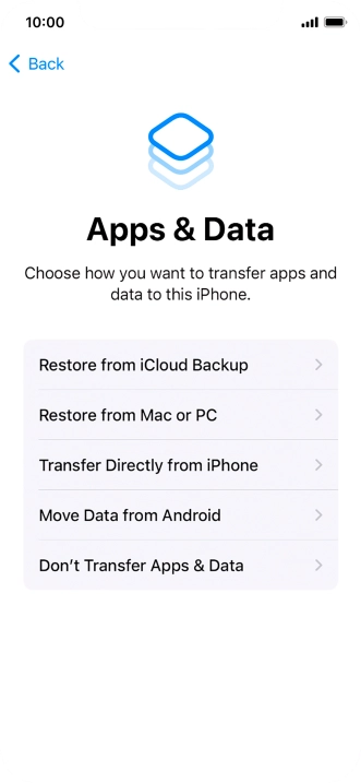 Press Don't Transfer Apps & Data and follow the instructions on the screen to finish the activation.