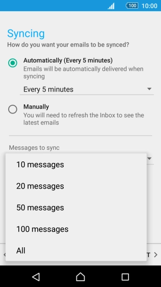 Press the required setting. Press the required setting.