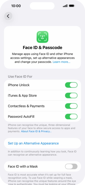 Press the indicators next to the required settings to turn them on or off. Press the indicators next to the required settings to turn them on or off.