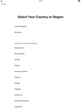 Press the required country or area.