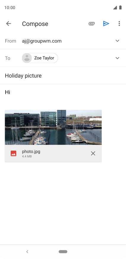 Press the send icon when you've finished your email message.