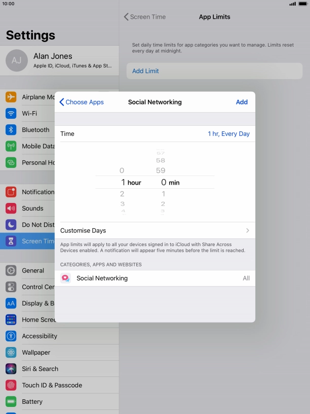 Press Customise Days.