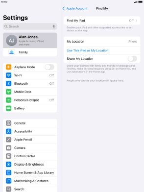 Press Find My iPad. Press Find My iPad.