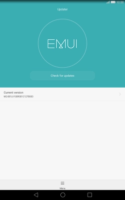 Press Check for updates. If a new software version is available, it's displayed. 
Follow the instructions on the screen to update the tablet software.