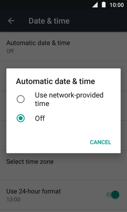 Press Use network-provided time to turn on the function.