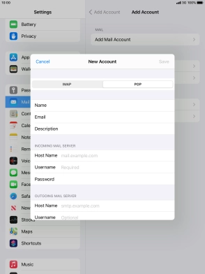 Press Host Name and key in the name of your email provider's incoming server.