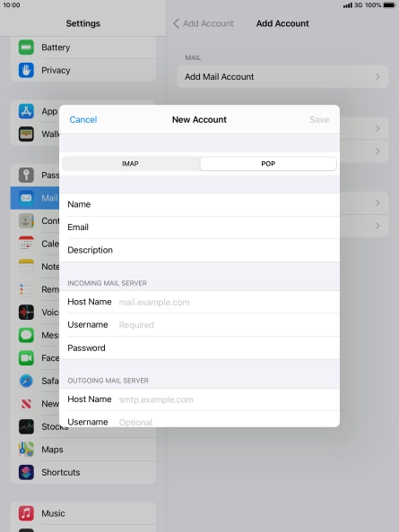 Press Host Name and key in the name of your email provider's incoming server.