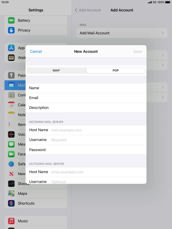 Press Host Name and key in the name of your email provider's incoming server.