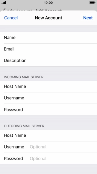 Press Username and key in the username for your email account. Please note that if you're using Vodafone's outgoing server, leave the username field empty.