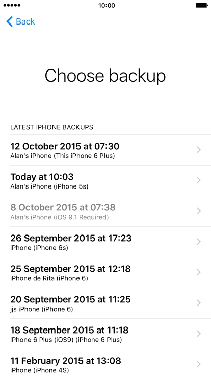 Press the required backup and your phone restores the contents of the selected backup. Follow the instructions on the screen to complete the activation.