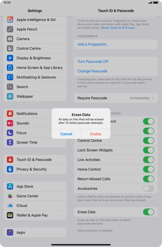 If you turn on the function, press Enable. If you turn on the function, press Enable.