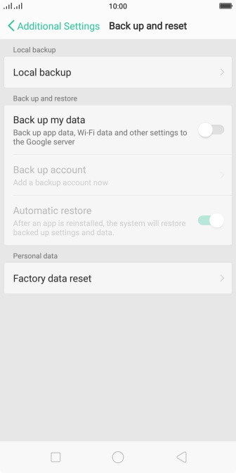 Press Factory data reset.